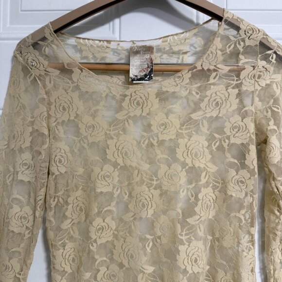 Truly Yours Lace Top Cream Long Sleeve Chic Glam - Picture 5 of 8
